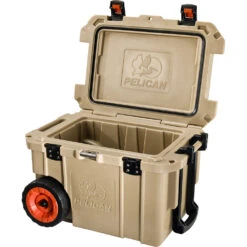 Pelican Wheeled Elite Cooler 45QT/ 42.59L|-|Glacière Elite Sur Roues 45QT/ 42.59L -Pelican Store PLC 32 45QW 7ETan 7Eopened